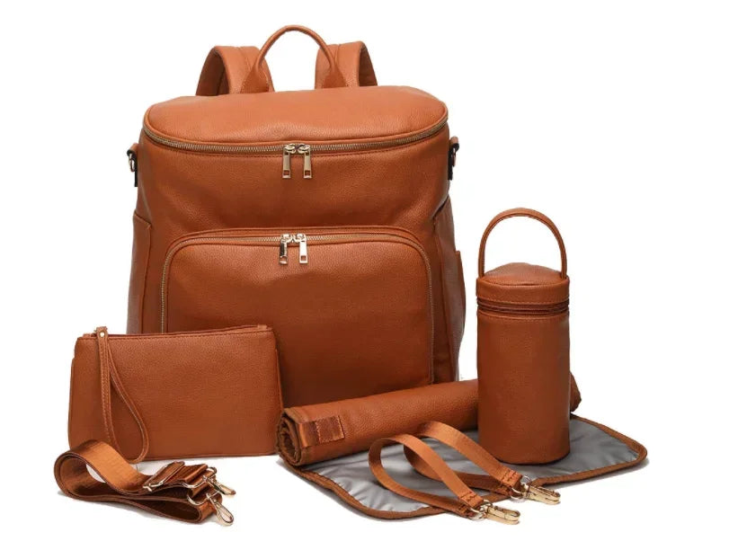 sac a langer cuir marron