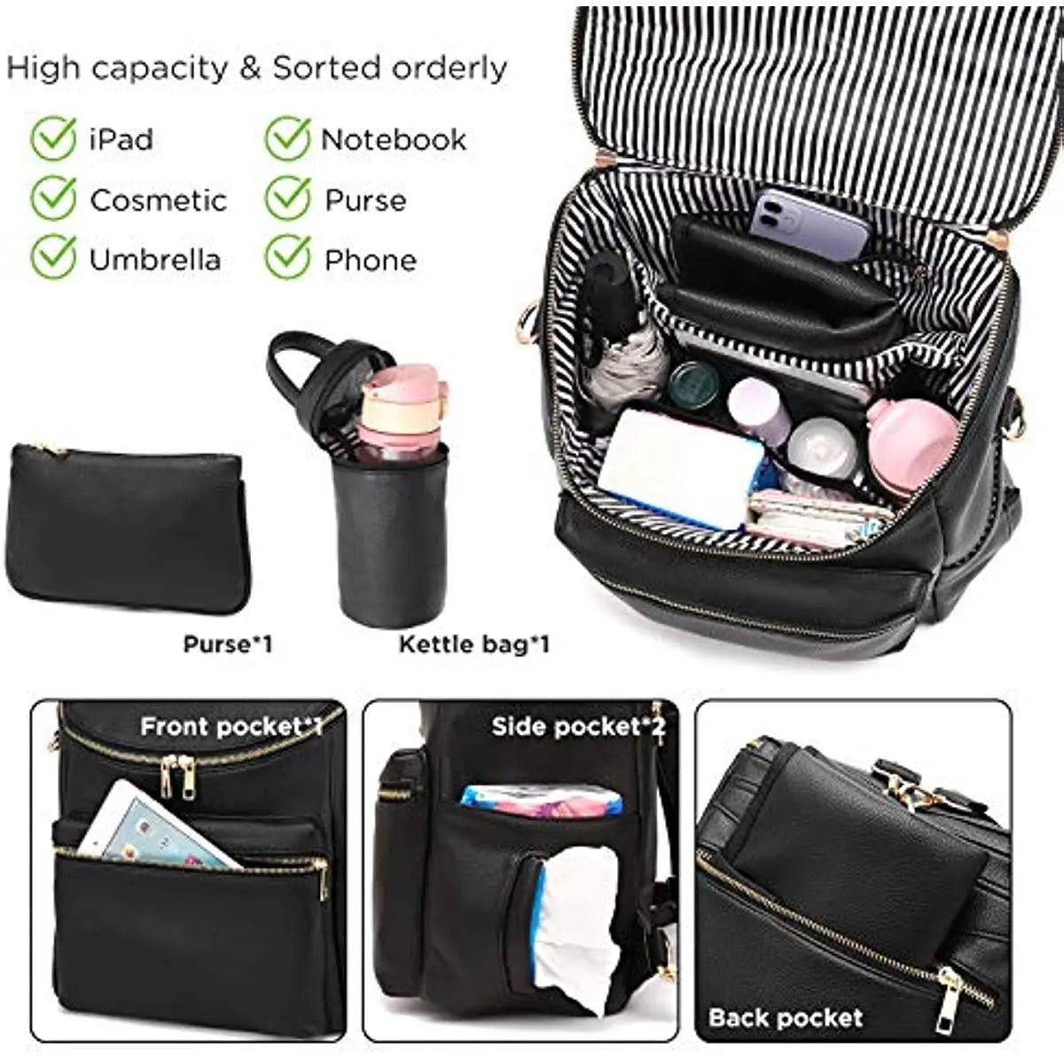 sac a langer cuir noir