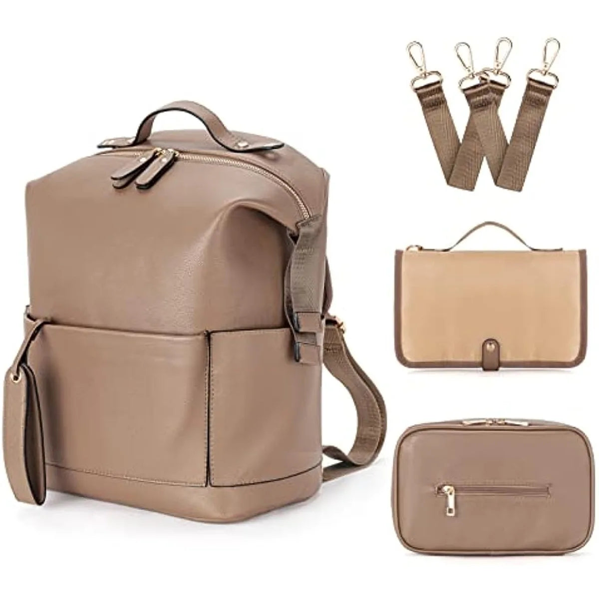 sac a langer cuir marron