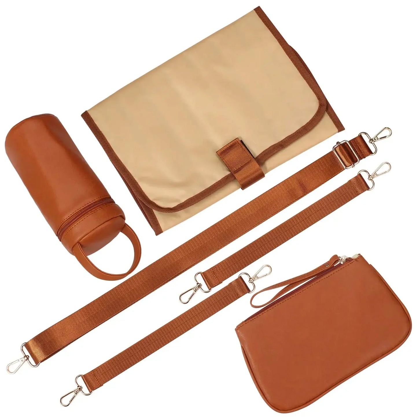 sac a langer cuir marron