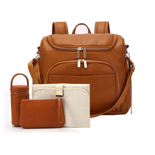 sac a langer cuir marron