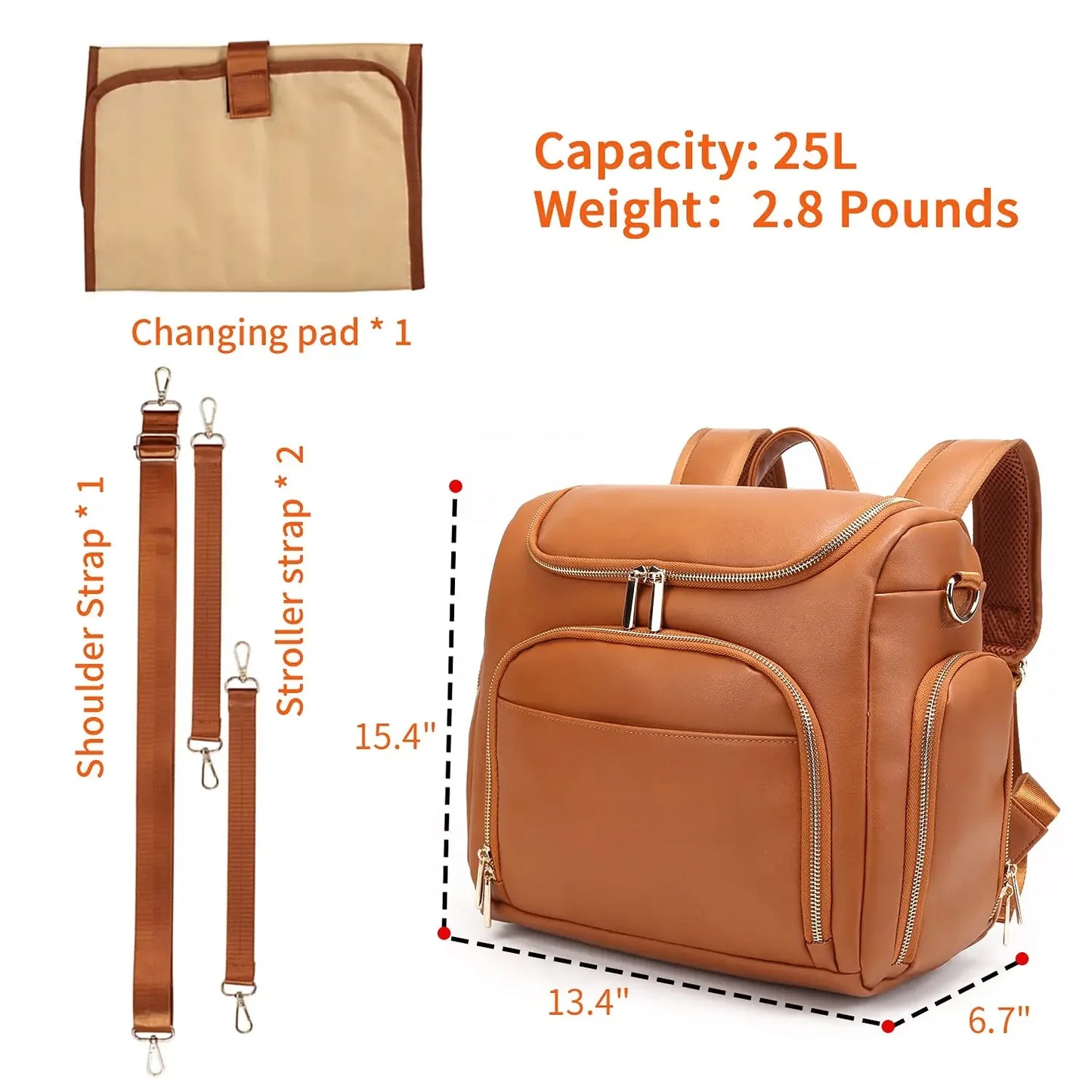sac a langer cuir marron